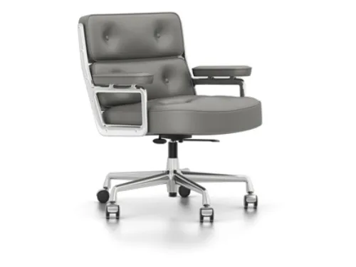 Sedia Operativa in metallo rivestita in pelle imbottita Lobby Chair ES 104 di Vitra