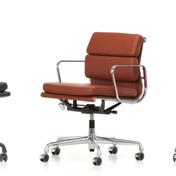 Sedia Operativa raffinata ed elegante imbottita in pelle Soft Pad Chairs EA di Vitra