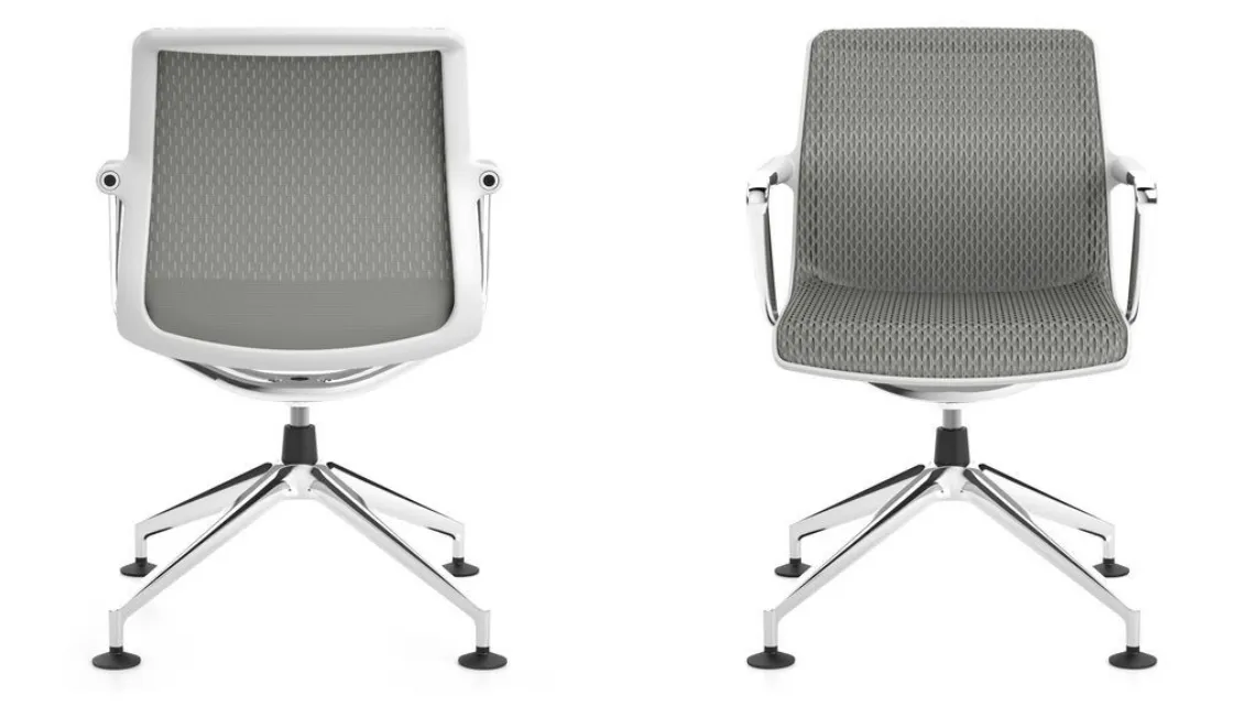 Sedia Operativa in metallo a quattro razze rivestita in tessuto intrecciato high tech Unix Chair di Vitra