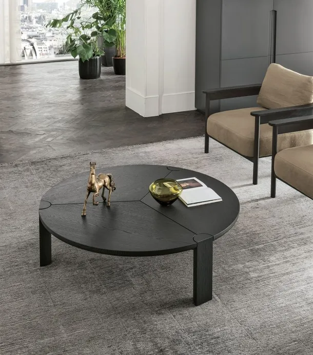 Tavolino Bite in legno rovere carbone di Tomasella