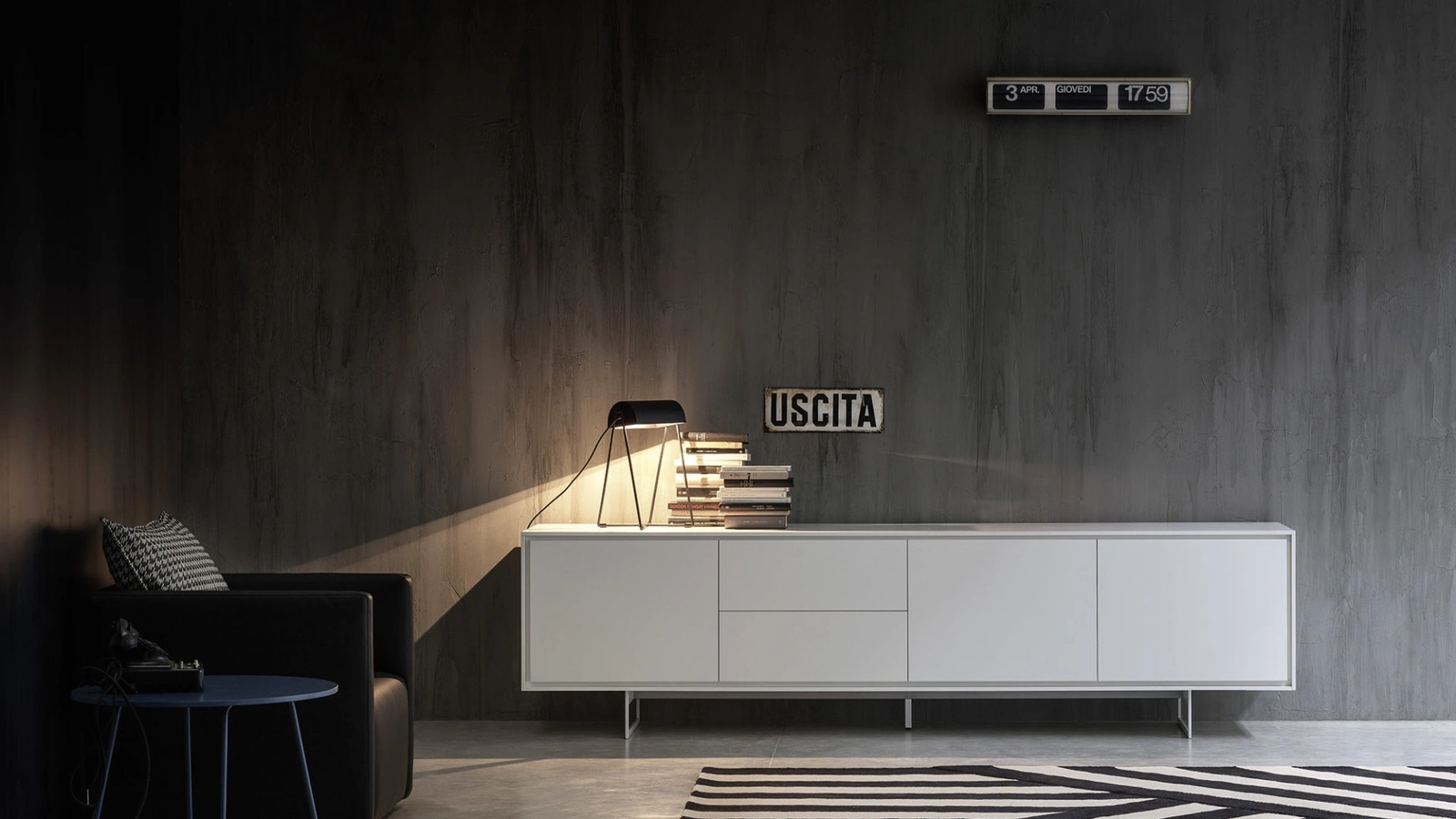 Tappeto a righe bianco e nero Folding di Carpet Edition