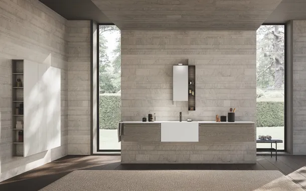 Mobile da Bagno sospeso Lime 0 Simple 23 in Rovere Cenere di Azzurra