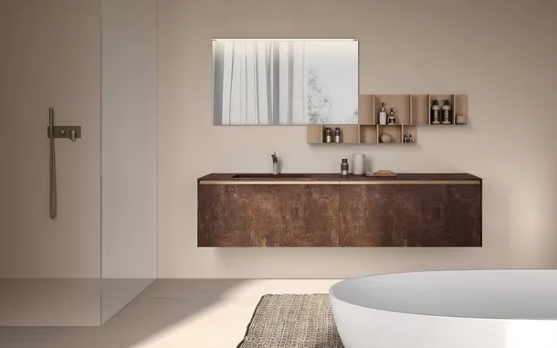 Mobile da Bagno Lime 1-0  Lofty 138 in HPL Unicolor Brera Brown di Azzurra