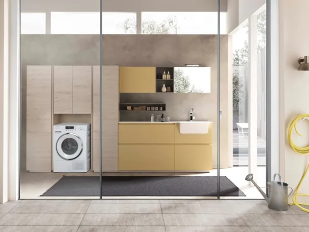 Mobile Lavanderia in laccato opaco e melaminico Lime Wash 09 di Azzurra