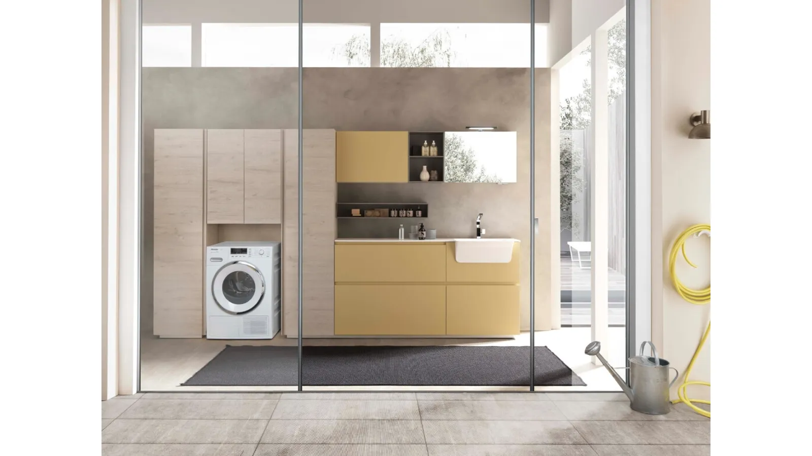 Mobile Lavanderia in laccato opaco e melaminico Lime Wash 09 di Azzurra