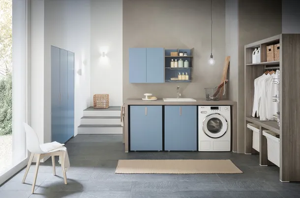 Mobile Lavanderia laccato opaco azzurro Lime Wash 01 di Azzurra