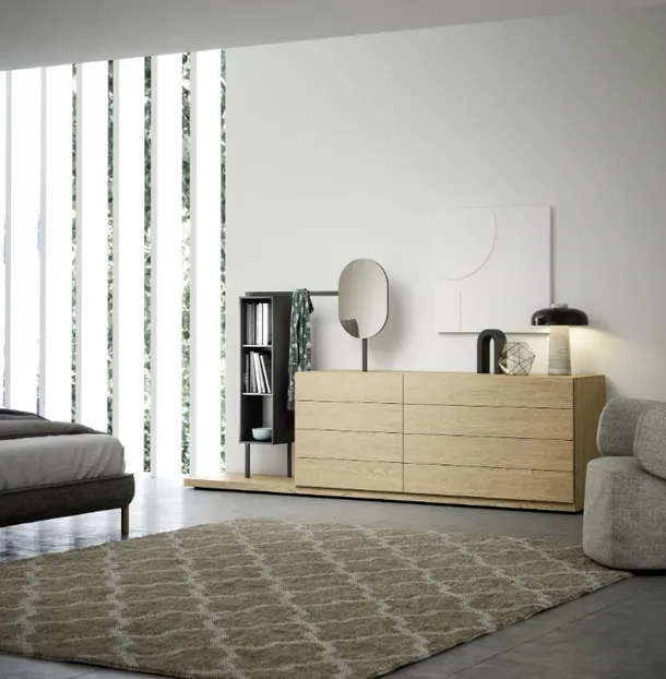 Comò Easy System in legno di Rovere impiallacciato di Novamobili