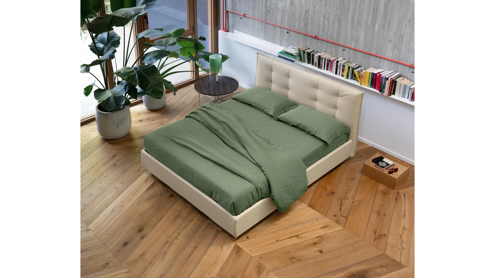 Letto moderno con testiera trapuntata Bob Capitonné di Noctis