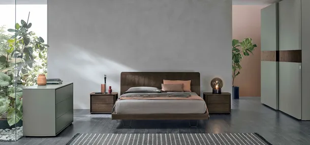 Letto in Rovere con decoro rigato Frame di Tomasella
