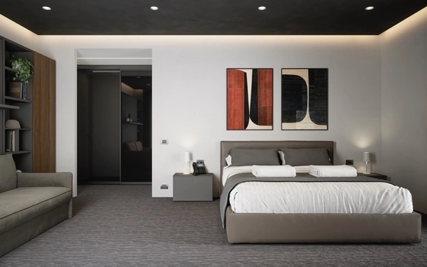 Letto matrimoniale in ecopelle con testiera Jerez di Cinquanta3