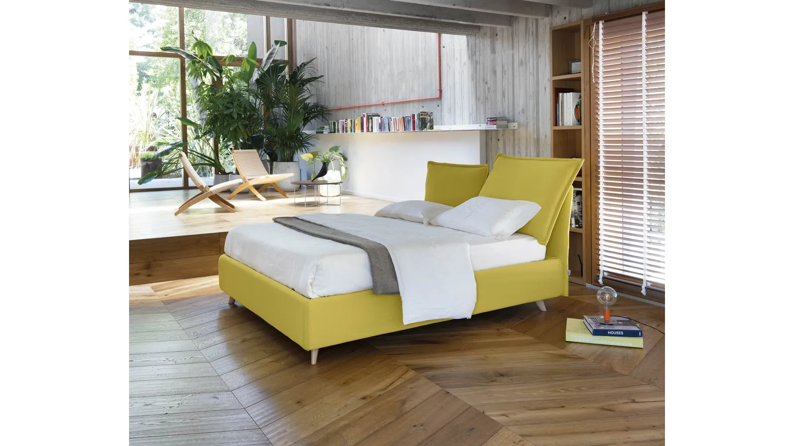Letto moderno So Pop in tessuto imbottito di Noctis
