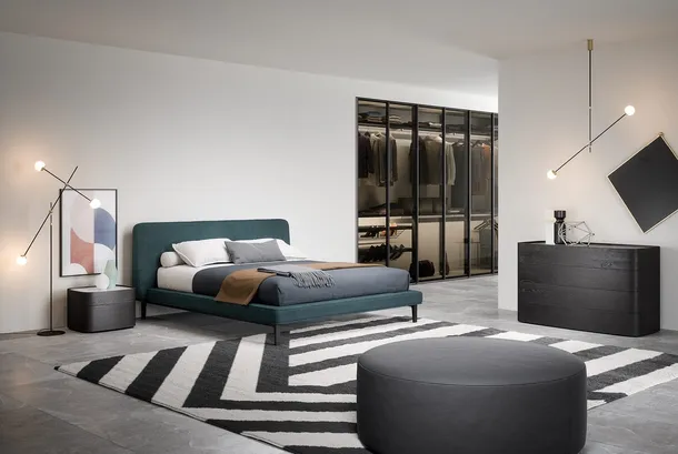 Letto Seeyou in tessuto imbottito di Novamobili