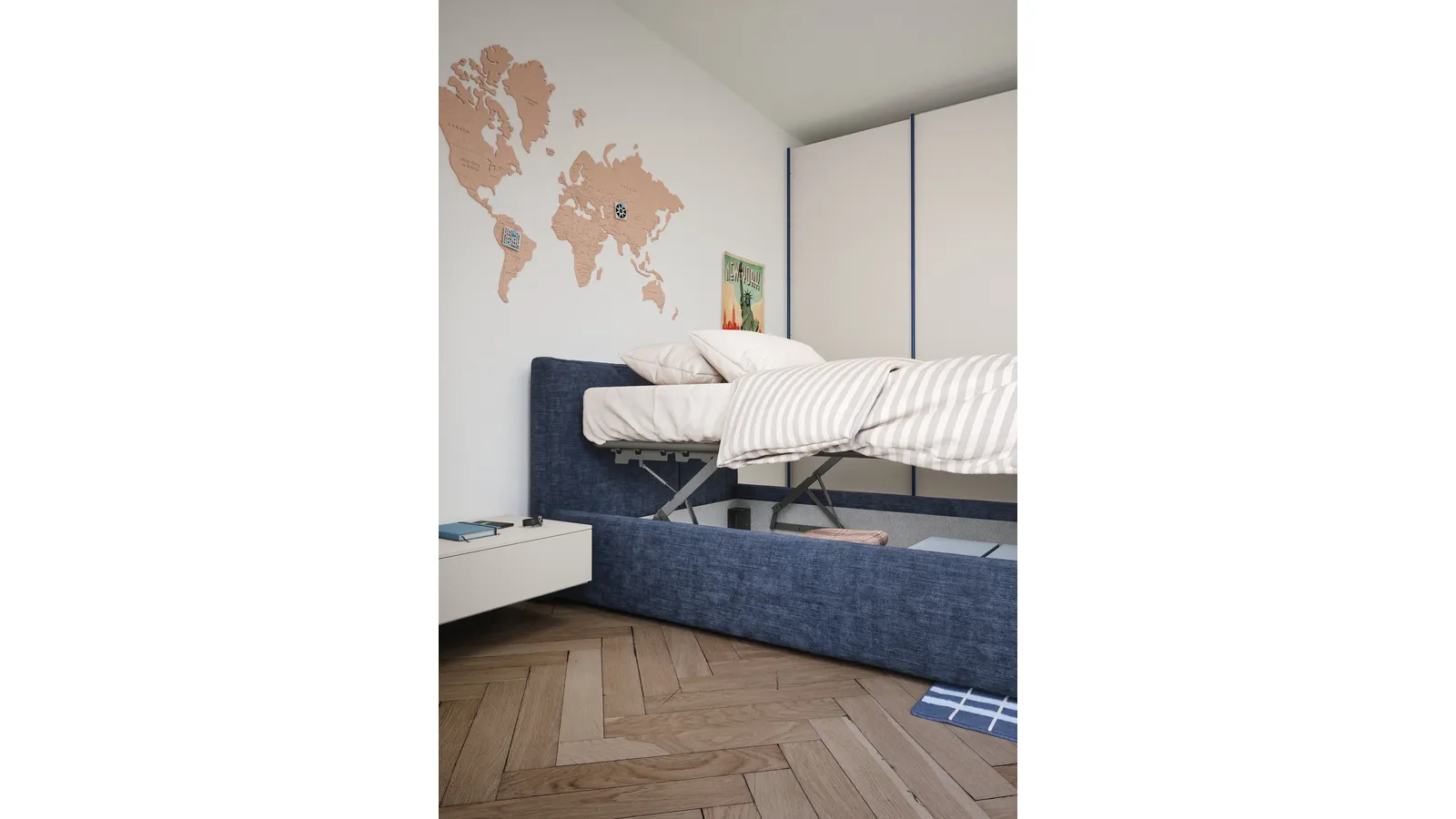 Letto singolo Swell con contenitore di Nidi