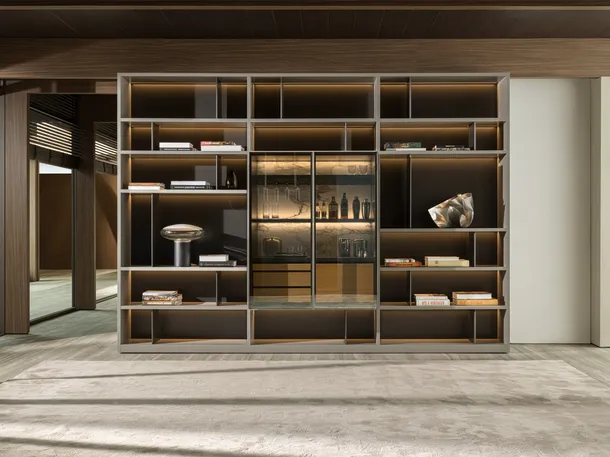 Libreria 505 UP SYSTEM con Mobile Bar 05 di Molteni & C
