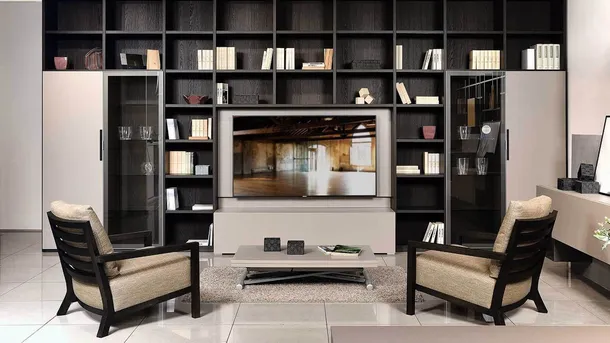 Libreria modulare in finitura essenza legno President di Fratelli Elli
