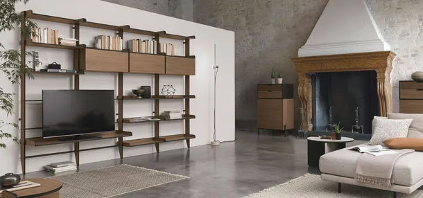 Libreria TIME UNIT TI 119 in CDF noce ambra di Tomasella