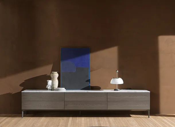 Madia bassa 505 Up Sideboard 03 in legno con top in marmo di Molteni & C