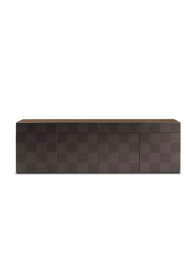 Madia H_O Cabinet in legno rivestito in pelle di Poltrona Frau
