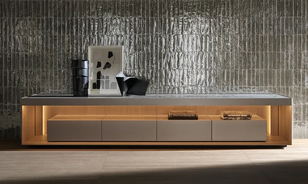 Madia Living Box 02 in laccato opaco e legno di Molteni & C