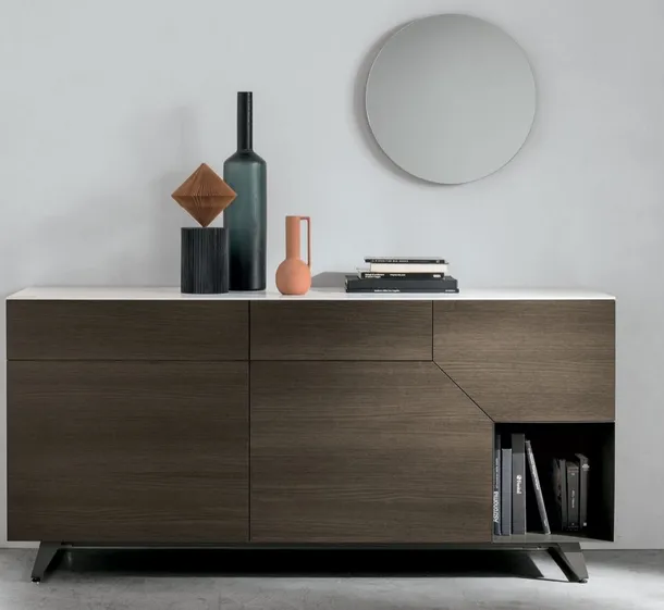 Madia Remix X02 in materico rovere moka con top in gres Tomasella