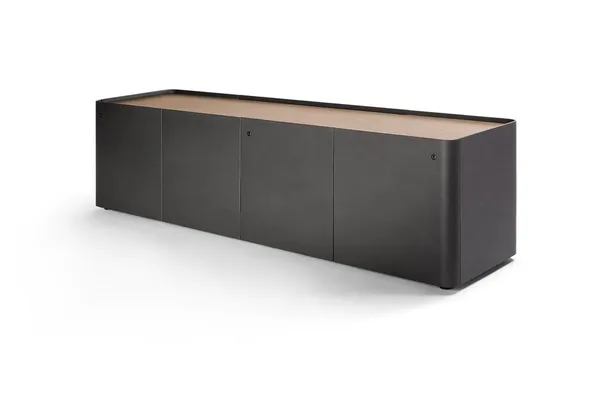 Madia Trust Cabinet  in legno rivestito in cuoio di Poltrona Frau