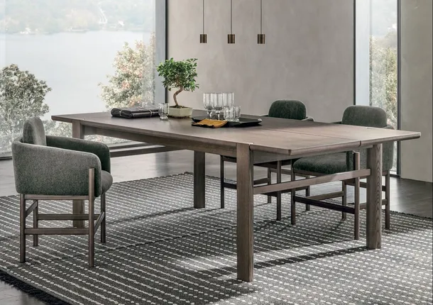 Tavolo Bite in legno di rovere moka di Tomasella