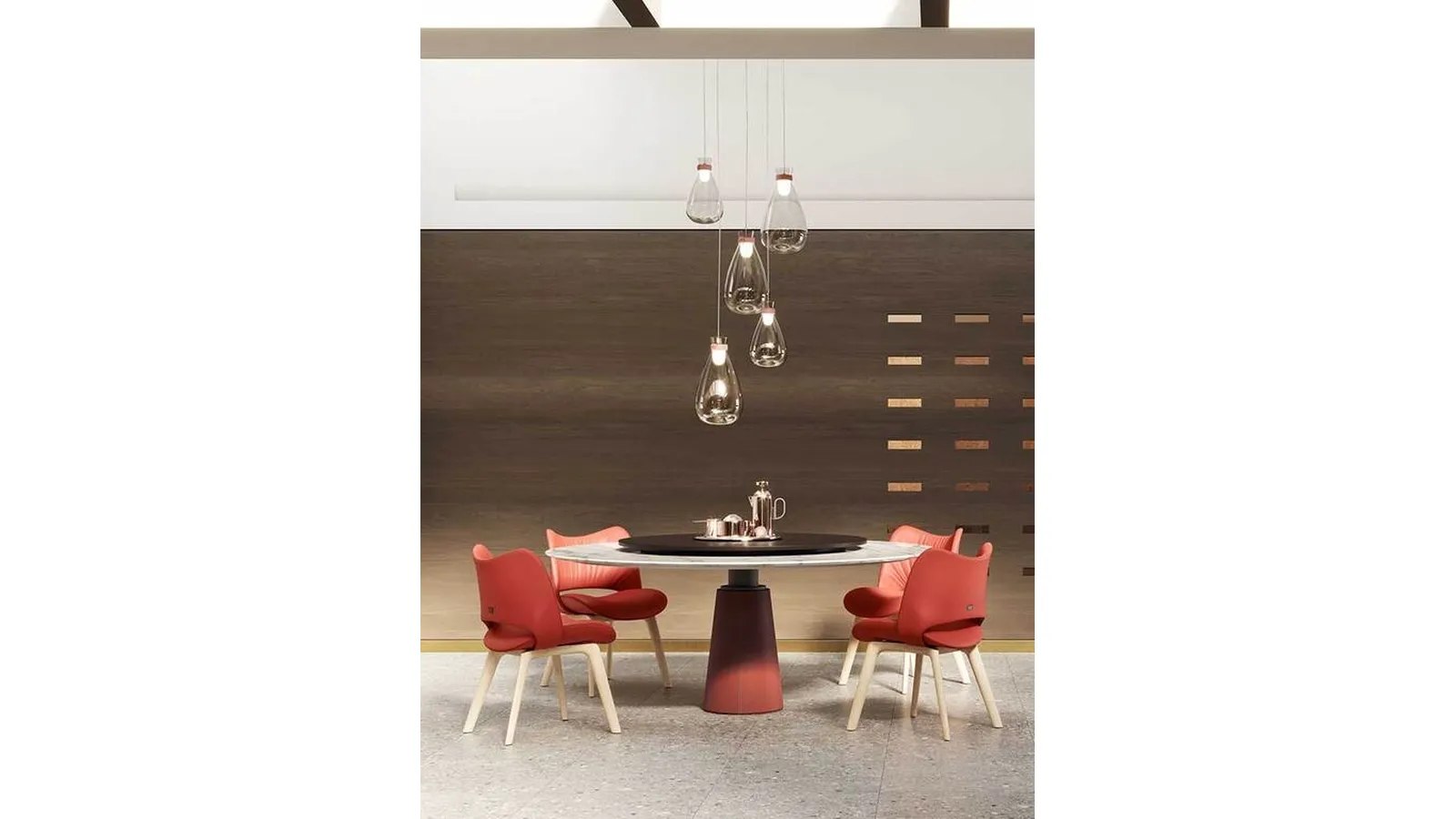 Tavolo Mesa Due con Lazy Susan di Poltrona Frau