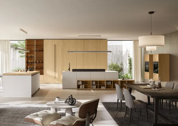Cucina Design con isola C12 in laccato e legno di Copat Life
