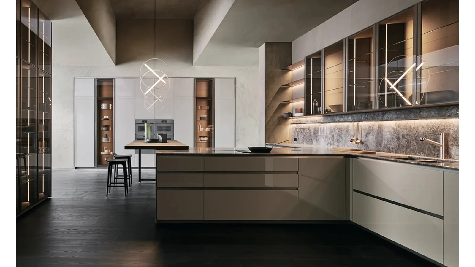 Cucina Design Prime in laccato lucido Argilla di Molteni & C